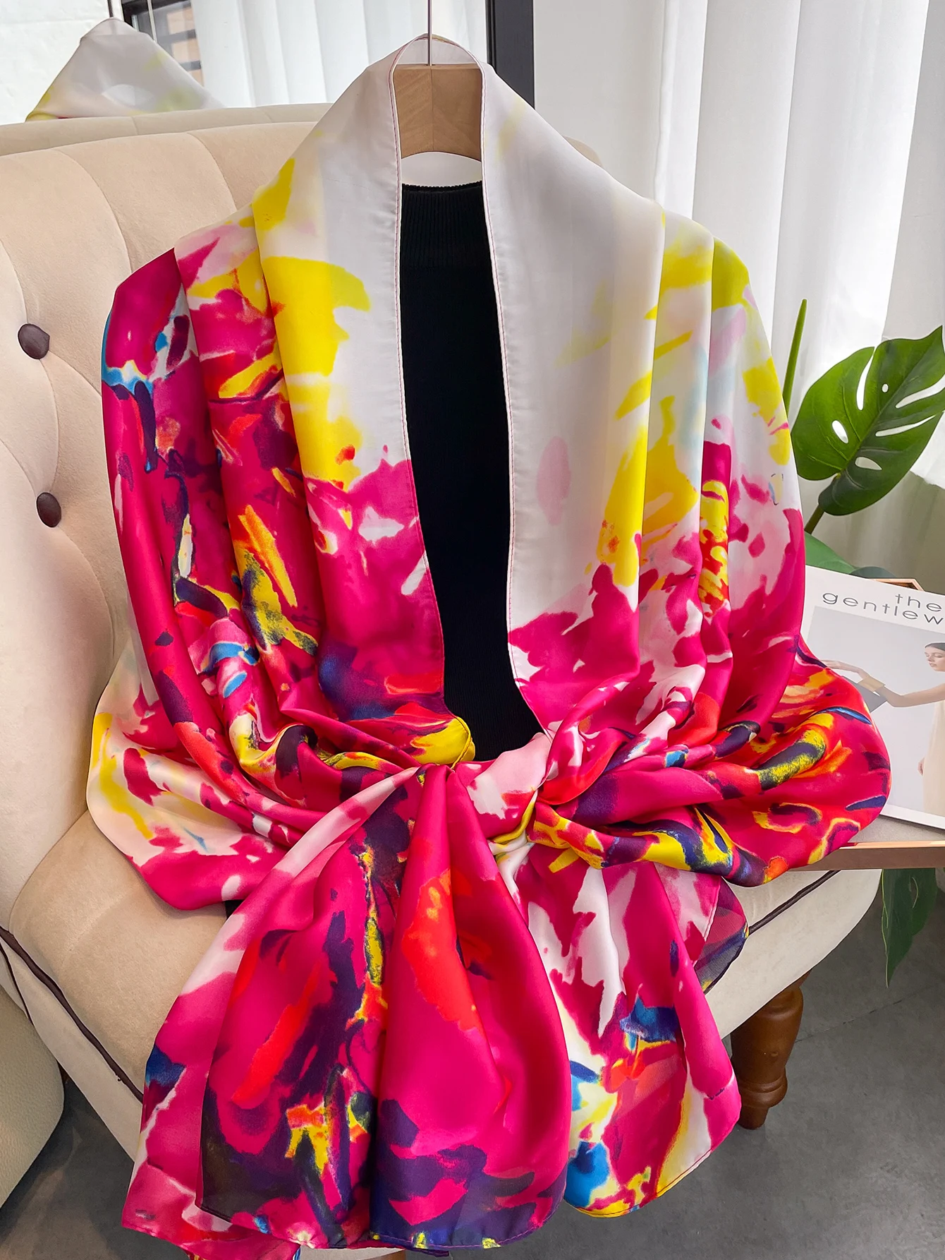 2024 180*90cm Luxury Brand Women Summer Silk Scarves Shawl Lady Wrap Soft Female Europe Designer Beach Bandanna