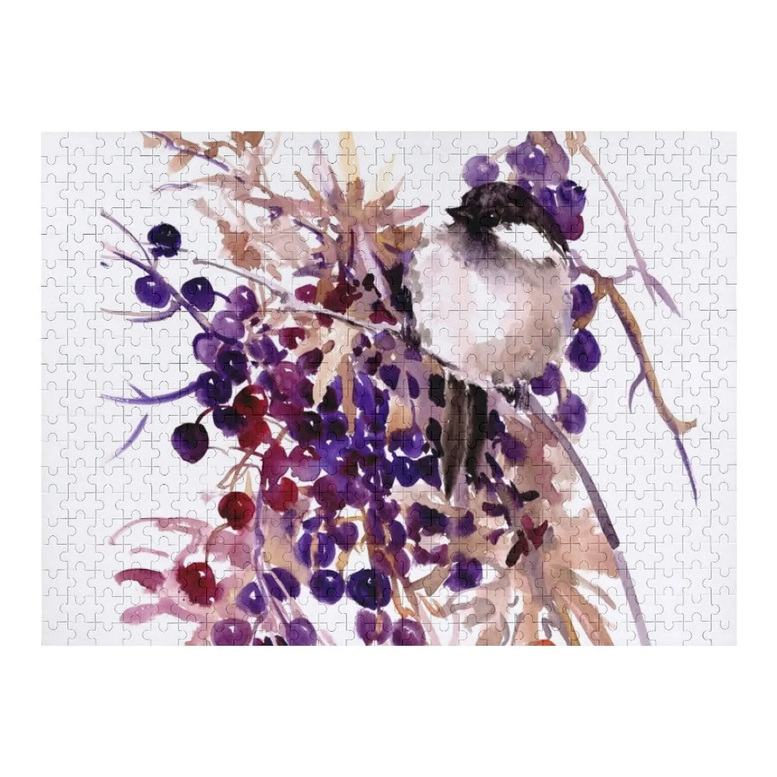 จิ๊กซอว์ภาพนกชิคาดีและผลเบอร์รี่ฤดูใบไม้ร่วง ของเล่นเด็กเล็ก ของขวัญภาพถ่ายส่วนตัวแบบอนิเมะ ปรับแต่งได้ด้วยภาพถ่าย