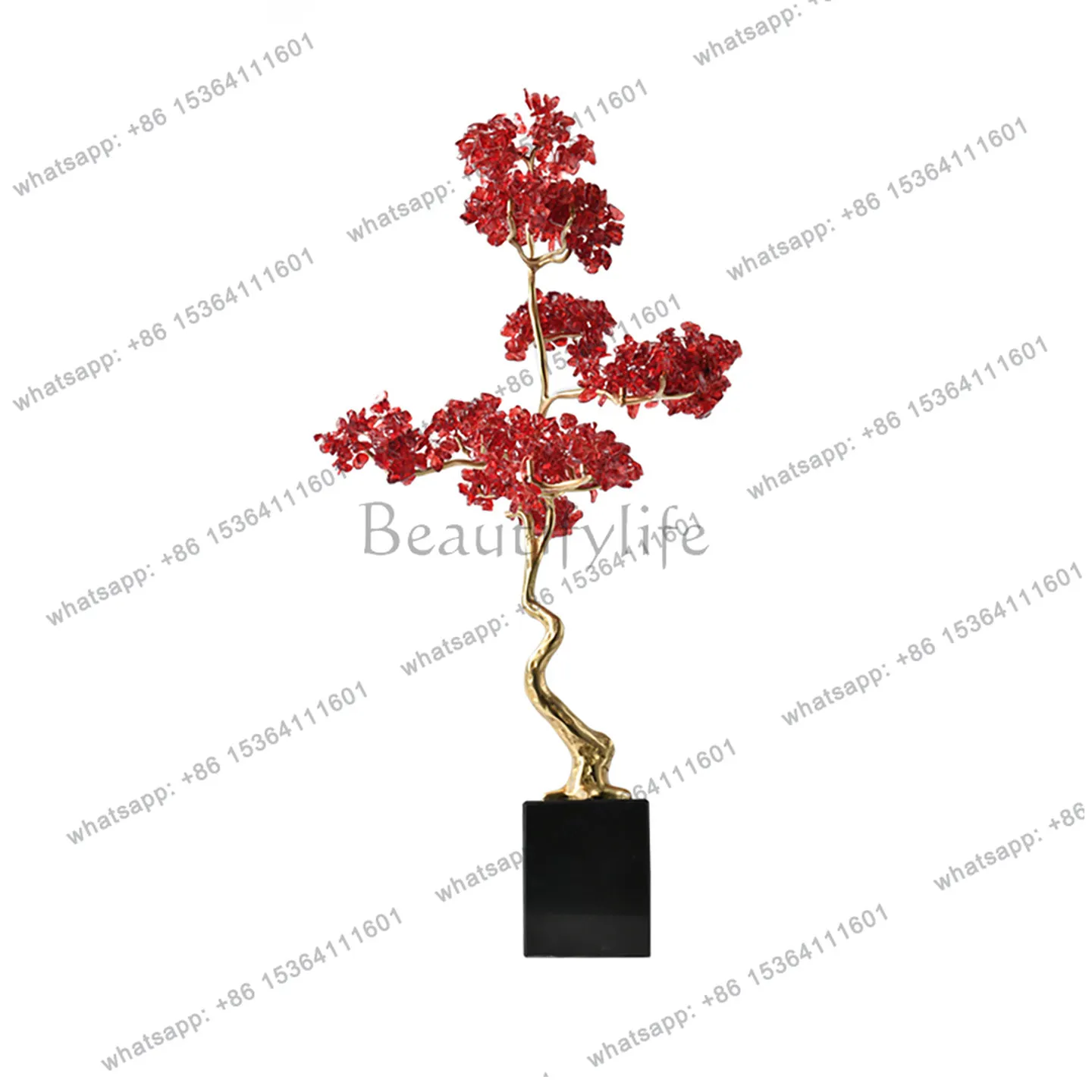 

Ornament New Chinese light luxury high-end entrance living room niche partition crystal fortune tree decoration