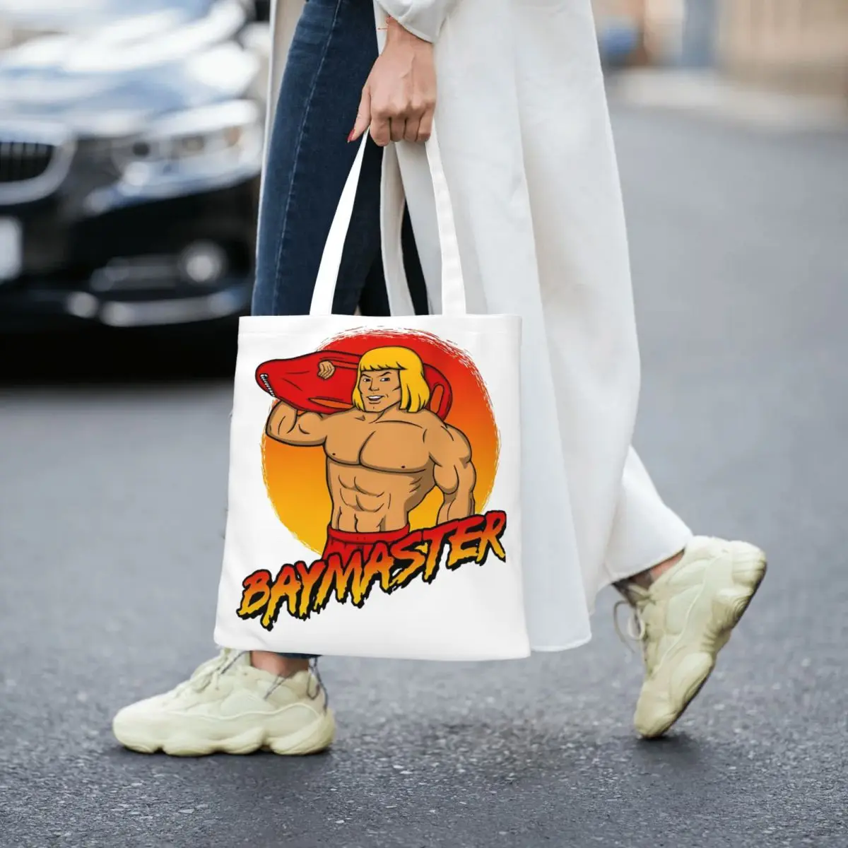 Parody Funny He-man Heman Merch Canvas Tote Bag for Women Simple style Master Of Universe He Man Casual Bags Handbang