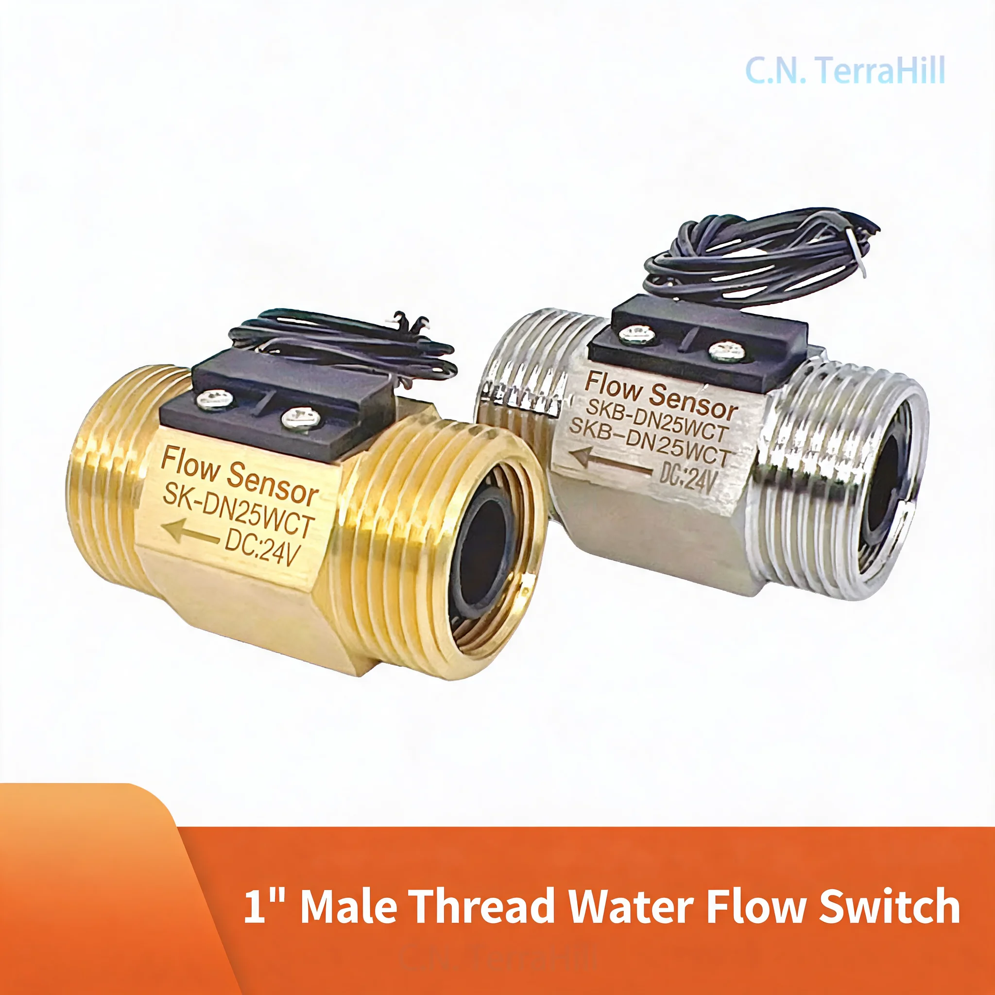 1 Inch DN25 Normally Open Flow Switch with Signal Output, Adjustable Water Flow Sensor for Industrial Water Pumps