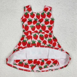 Wholesale Infant Kids Strawberry Flower Skirt Shorts Toddler Knee Length Dress Clothes Baby Girl Sleeveless Active Wear Clothing