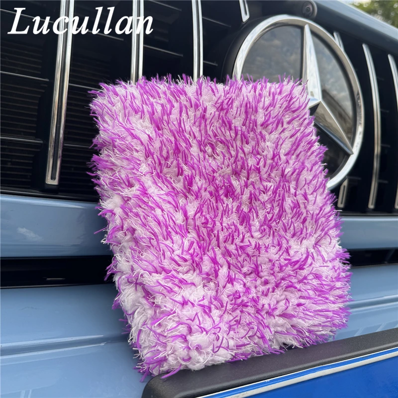 ルッカラン パープル ロゴなし 洗車パッド カフなし 片側に開口部があり、ミットになります