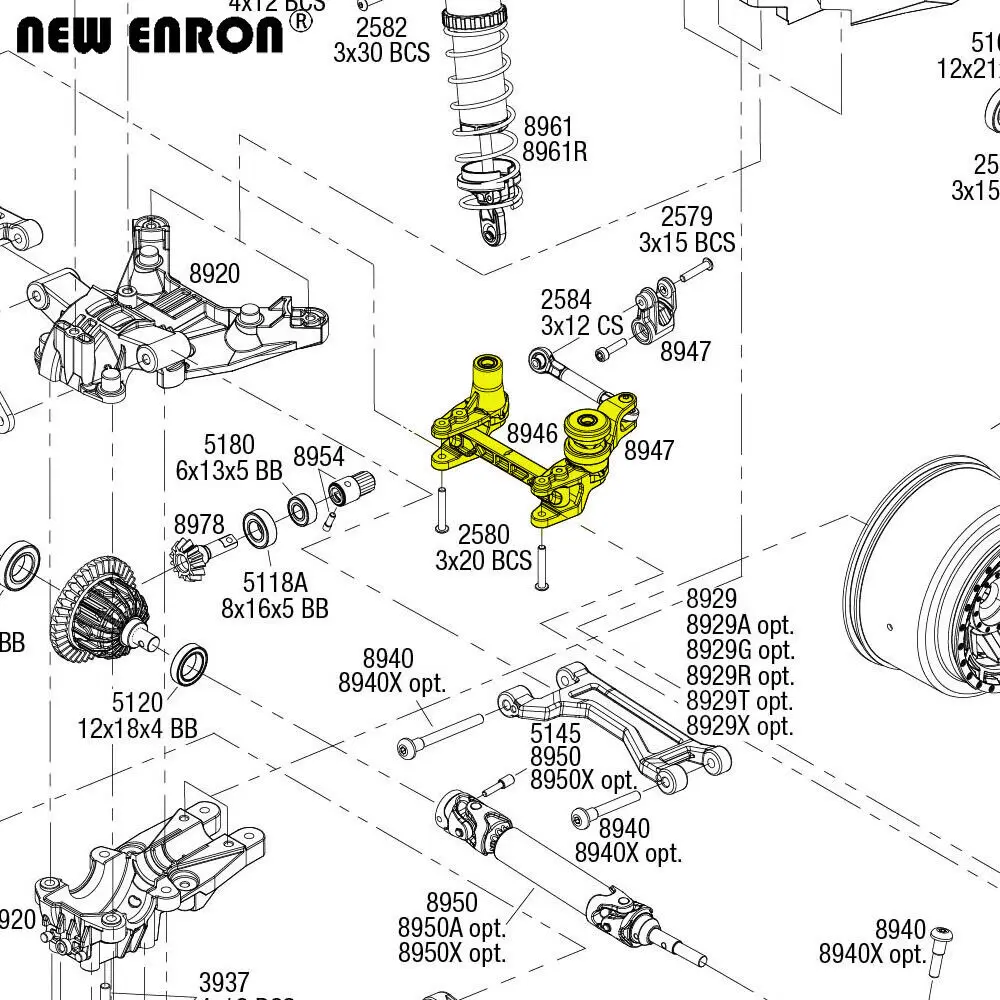 NEW ENRON Aluminum CNC Steering Assembly 8946 Chassis Brace (Front) 8921 for RC Traxxas 1/10 MAXX 4S 89076-4  SLASH 102076