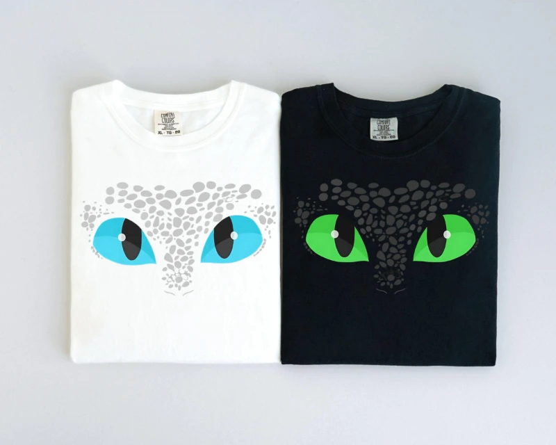 قمصان Potdemiel Epic Universe المطابقة للأزواج، قمصان متطابقة للكون الملحمي، قمصان Night Fury بدون أسنان لـ Isle of Berk