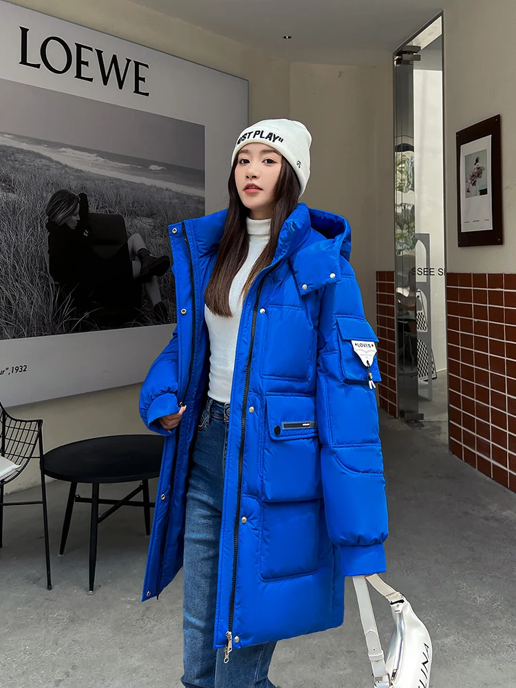 2022 New Women\'s Parka Winter Jacket Hooded Long Thick Warm Cotton Padded Jackets Parkas Woman Clothing Candy Color Winter Coat