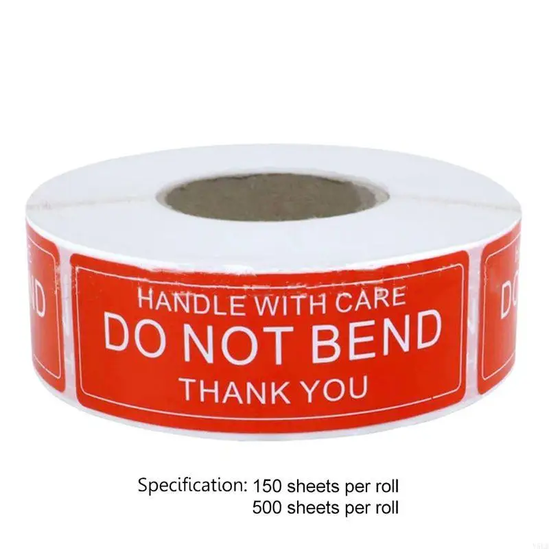 Y5LB 150 & Pcs/Roll Warning Sticker Handle With Care DO NOT BEND Remind Labels