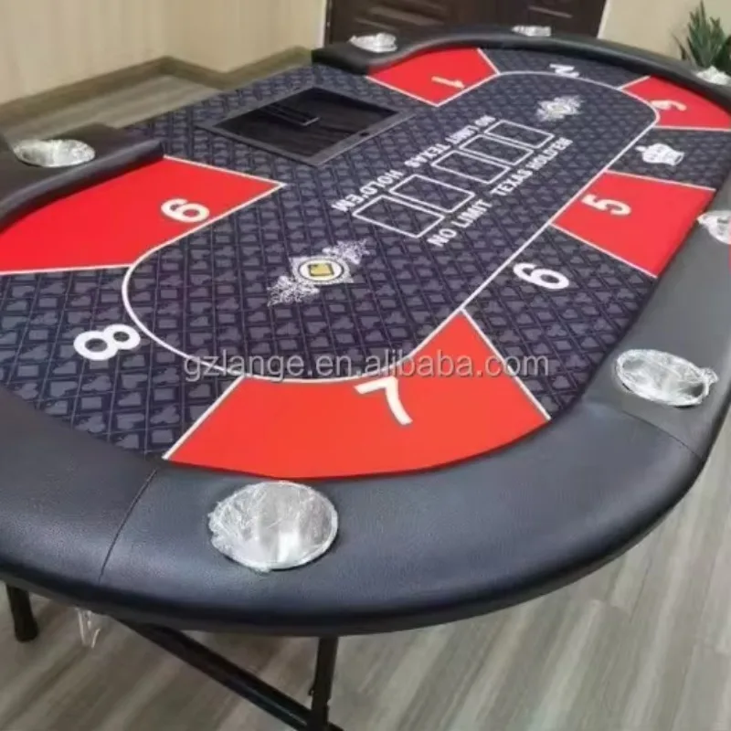 Modern Gambling Tables Style Texas Hold'em Leather Cushioned Rail Dealer Folding Leg for Casino Players Folding Leg Poker Table