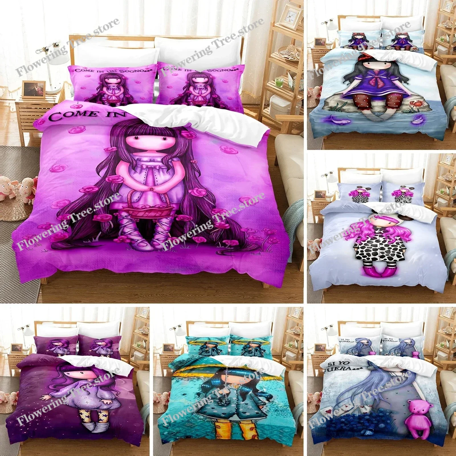 

3D Printed Kawaii Gorjuss Duvet Cover Santoro Gorjuss Bedding Set Double Twin Full Queen King Adult Kids Bedclothes Quilt Cover