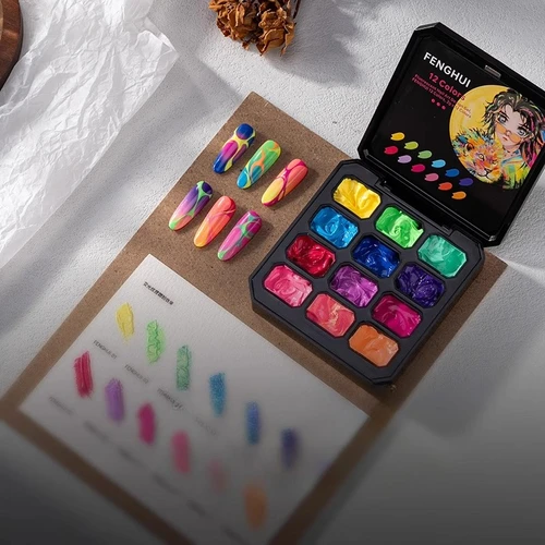 Imagen 2 del producto Esmalte de uñas en Gel con pintura de Pat sólido, 12 colores, alta saturación, Popular, semisólido, herramienta de decoración para creación de manicura en Gel