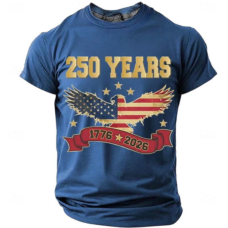 250th Anniversary Of USA Vintage Print Holiday T-shirt Retro Flag Eagle Streetwear T Shirts Simple Causal Loose Fashion Tee Top