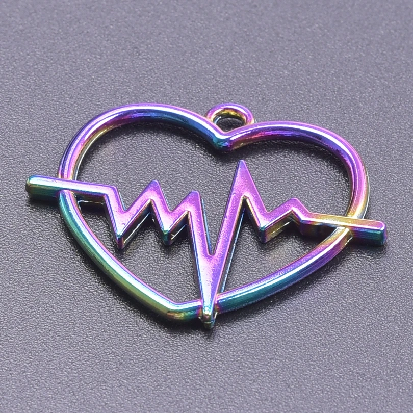 10pcs/Lot Hearts Charm Rainbow Color Multistyle Heart Pendant Charms For Jewelry Making Supplies Dijes Para Bisutería Materials