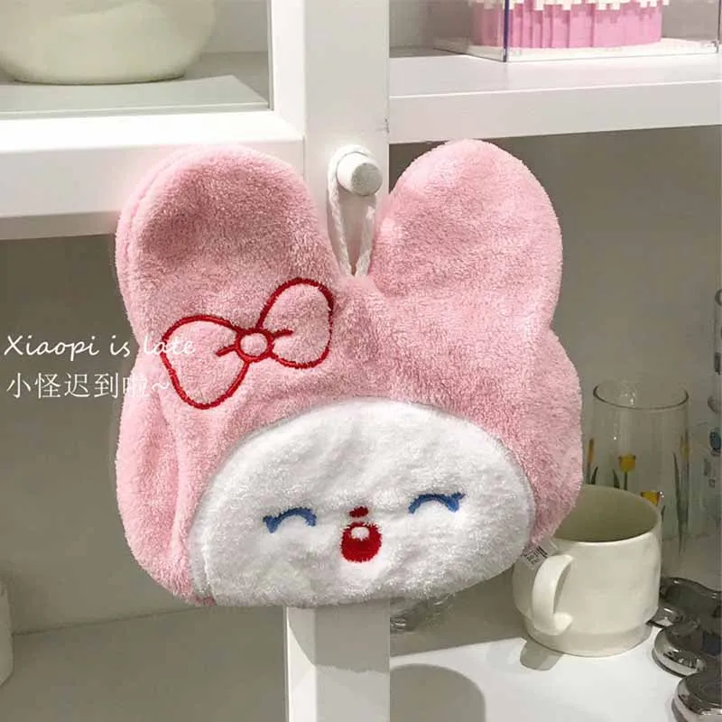 Kawaii Mymelody Cute Towel Thickened Water Absorbent Kitchen Hanging Cloth Household Bathroom Washing Handkerchief Child Towel