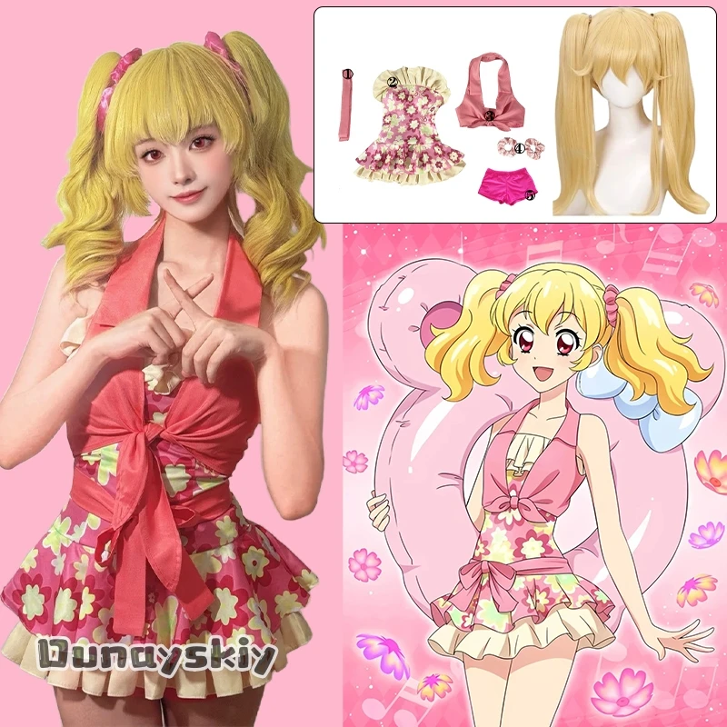 

Anime Hoshimiya Ichigo Aikatsu!Cospaly Costume Lovely Flowers Halterneck One-Piece Swimsuit Hoshimiya Ichigo Role-playing Suit