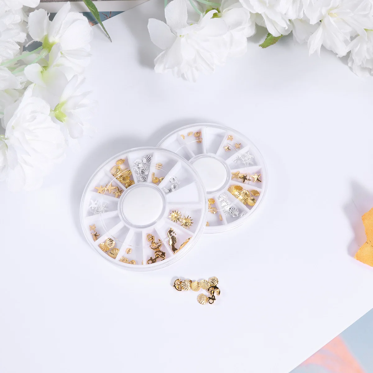 2개입 네일 아트 장식 합금 해마 파인애플 태양 모양 대량 DIY 매니큐어 액세서리 네일 장식 천연용