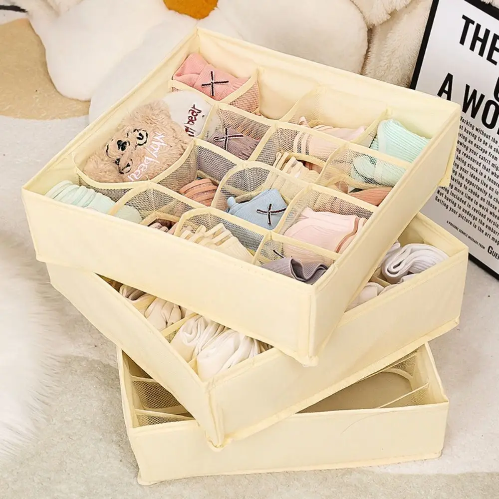 

7/16/24Grid New Multi-grid Underwear Organizer Non-woven Fabric Foldable Bra Panty Sorting Cases Multi-purpose Socks Storage Box