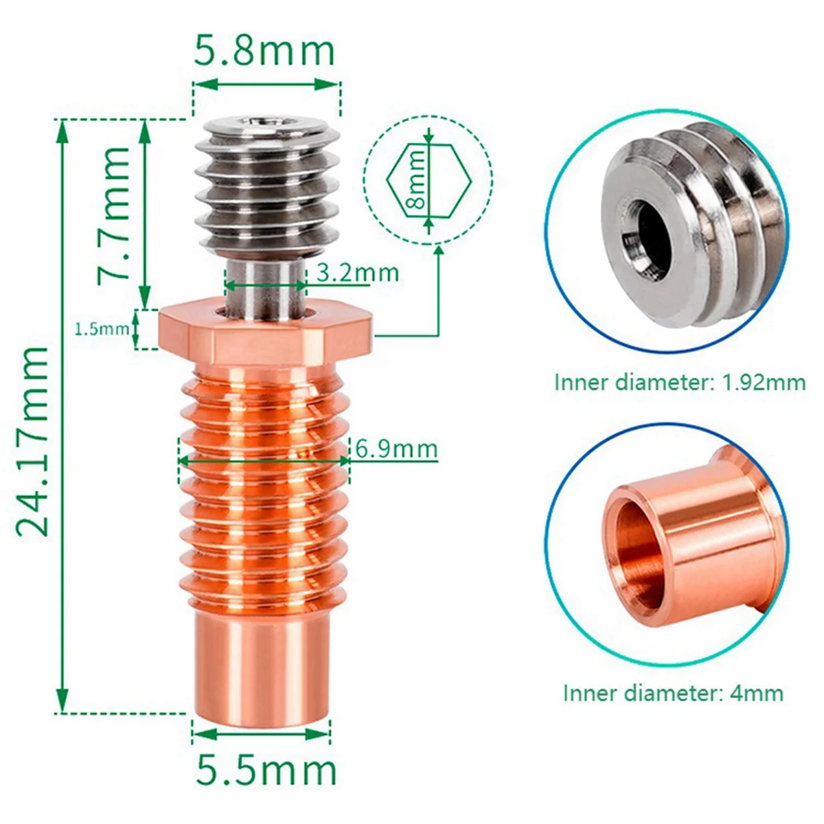 Impressora 3D atualizada resistente a altas temperaturas, liga de titânio M6, Garganta bimetálica para V6, 4pcs