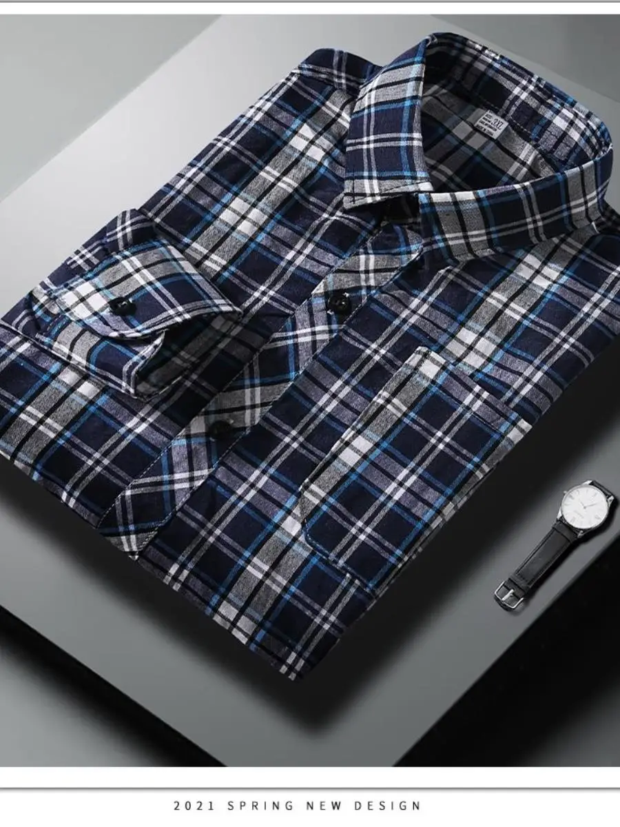 

Мужская удлиненная рубашка из хлопка и льна, тонкая, в клетку, для повседневной носки, верхняя одежда, рабочая одежда, весна-осень, приталенный крой, воротник-стойка...