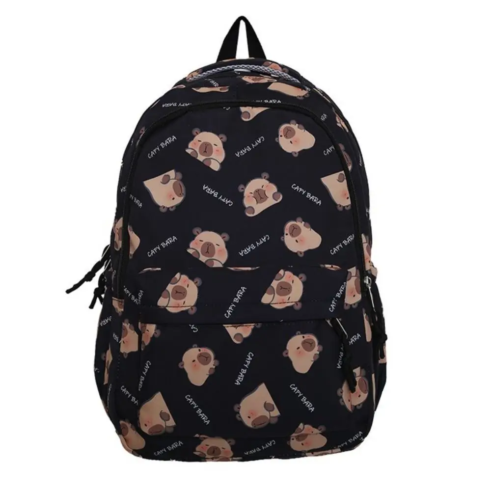 

Portable Large Capacity Capybara Backpack Korean Style Zipper Capibara Shoulder Bag Printed Nylon Cartoon School Bag School