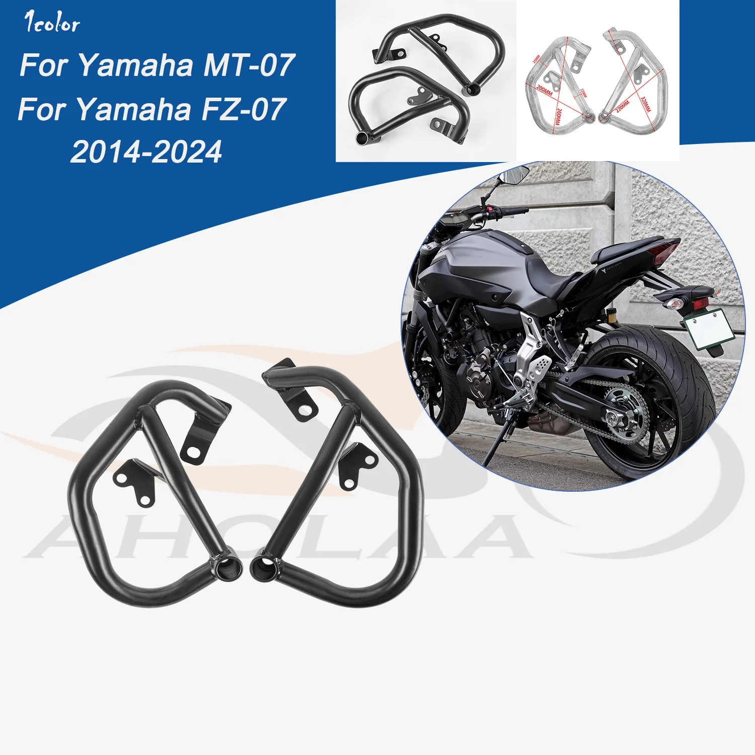 For MT FZ 07 Bumper Engine Guard Crash Bar for Yamaha MT-07 FZ-07 2014-2024 FZ 07 MT 07 Motorcycle Body Frame Slider Protector