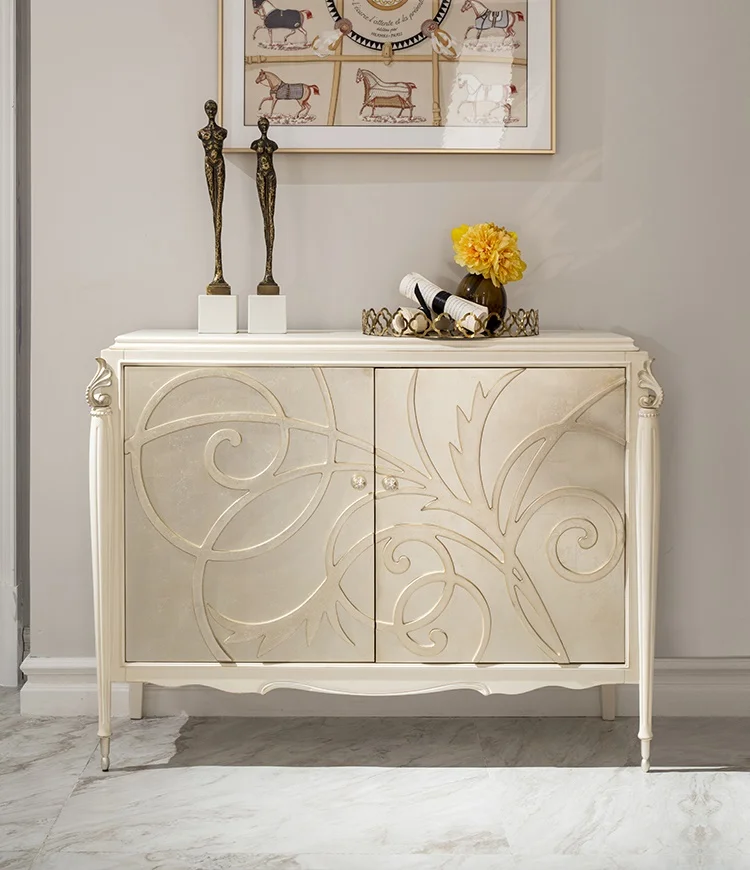 

French solid wood living room decoration cabinet European small family restaurant combined meal side cabinet and lockers