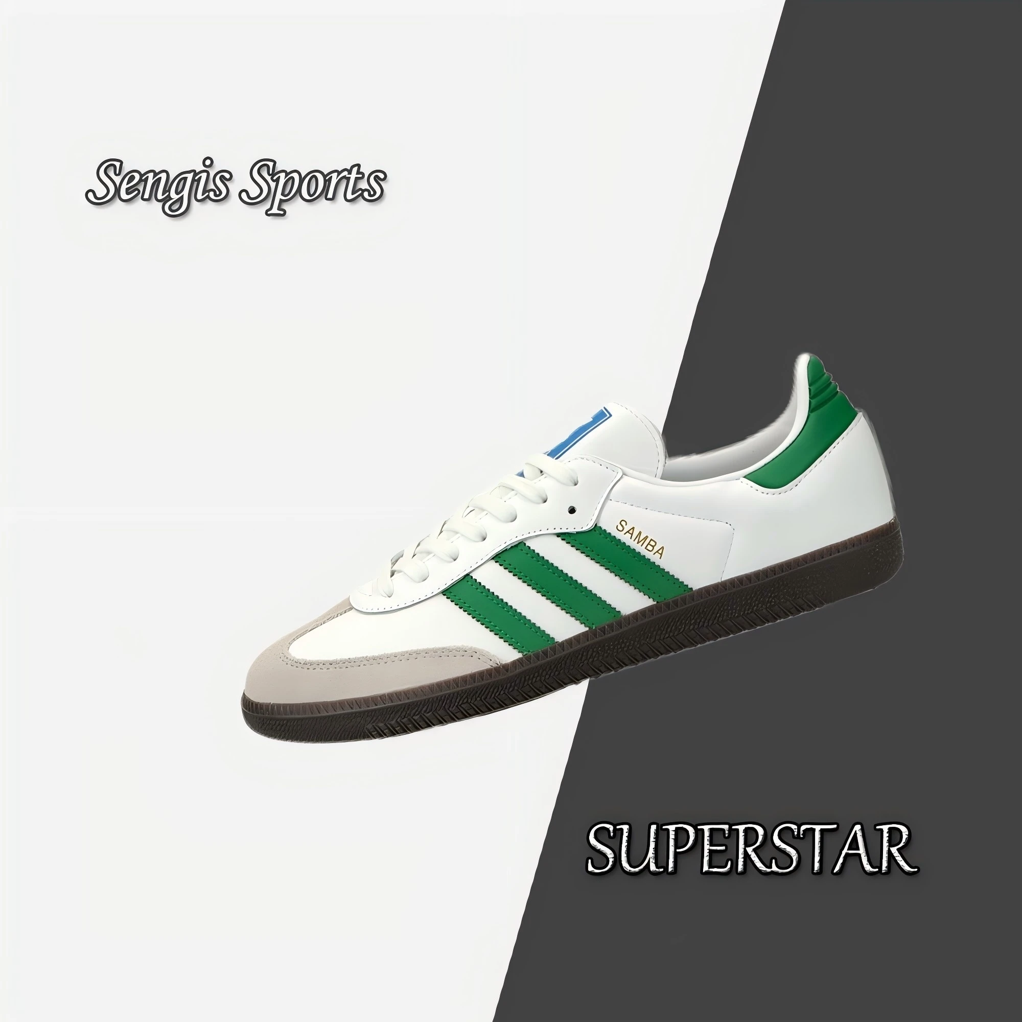 Adidas Original Samba OG Simple Men's and Women's Low Top Casual Board Shoes White Gray Green Matching Color