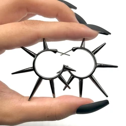 Punk Style 3 Colors Long Spike Hoop Earrings for Women Men Thorns Circle Hip Hop Earrings Grunge Aesthetic Fashion Jewelry