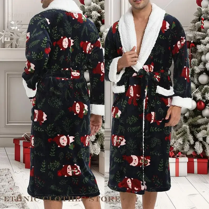 هالوين عيد الميلاد ملابس المنزل ملابس خاصة جديد الشتاء الرجال الفانيلا رداء كيمونو ثوب الحمام رشاقته الدافئة المرجان الصوف المتسكعون