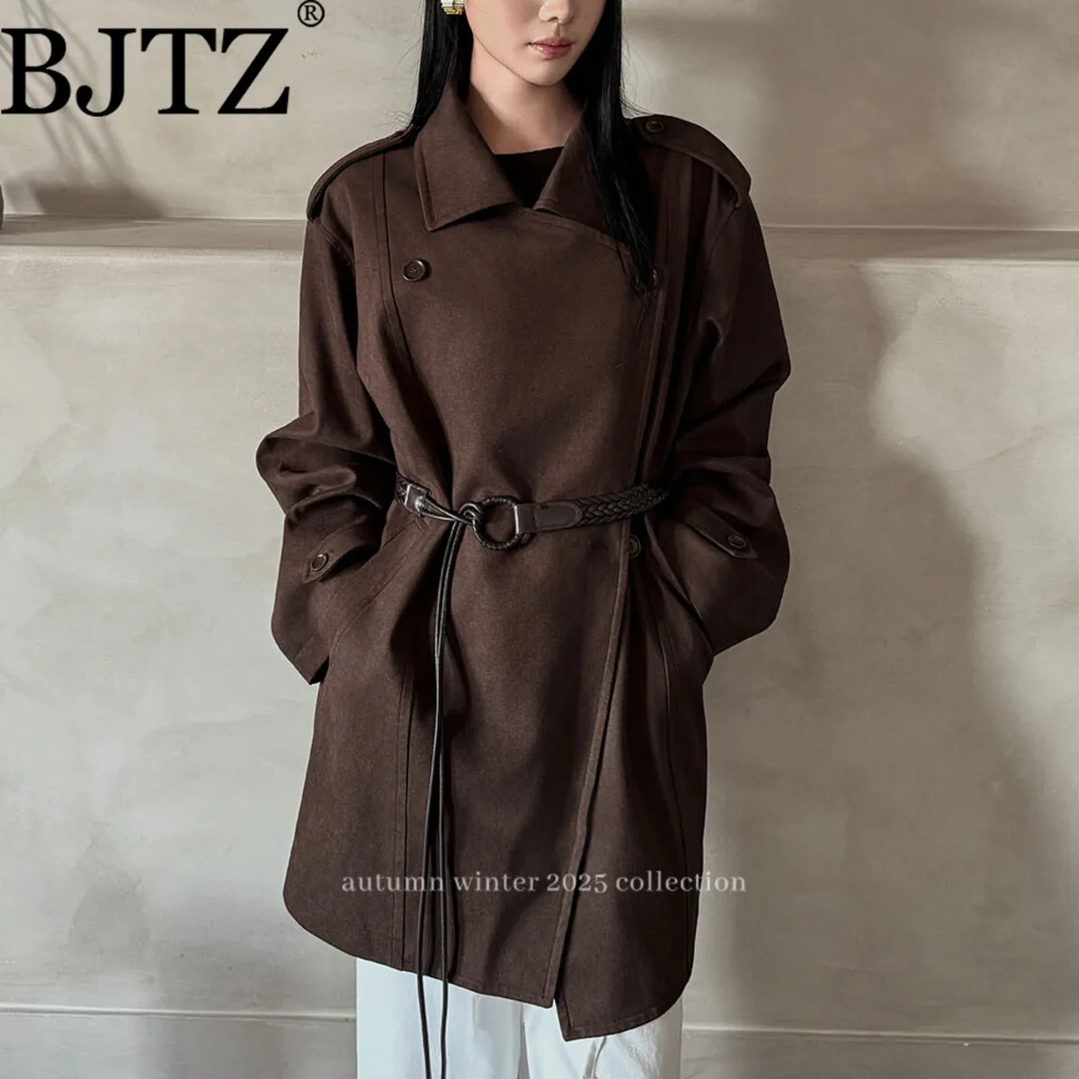 

BJTZ Longline Retro British Trench Coat AW25 Autumn Casual Designer-Styled Jacket Luxury Elegant Minimalist Premium Fall Outfit