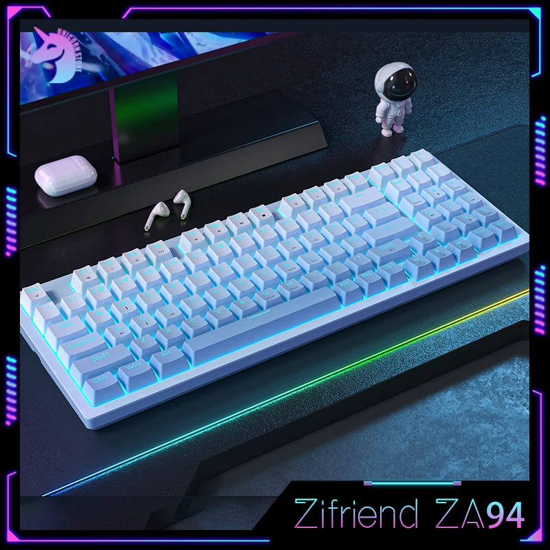 

Zifriend ZA94 Gamer Mechanical Keyboard Wired PBT Keycaps Full Keys Hot-Swap RGB Backlit Office Gaming Keyboards For PC Mac Win