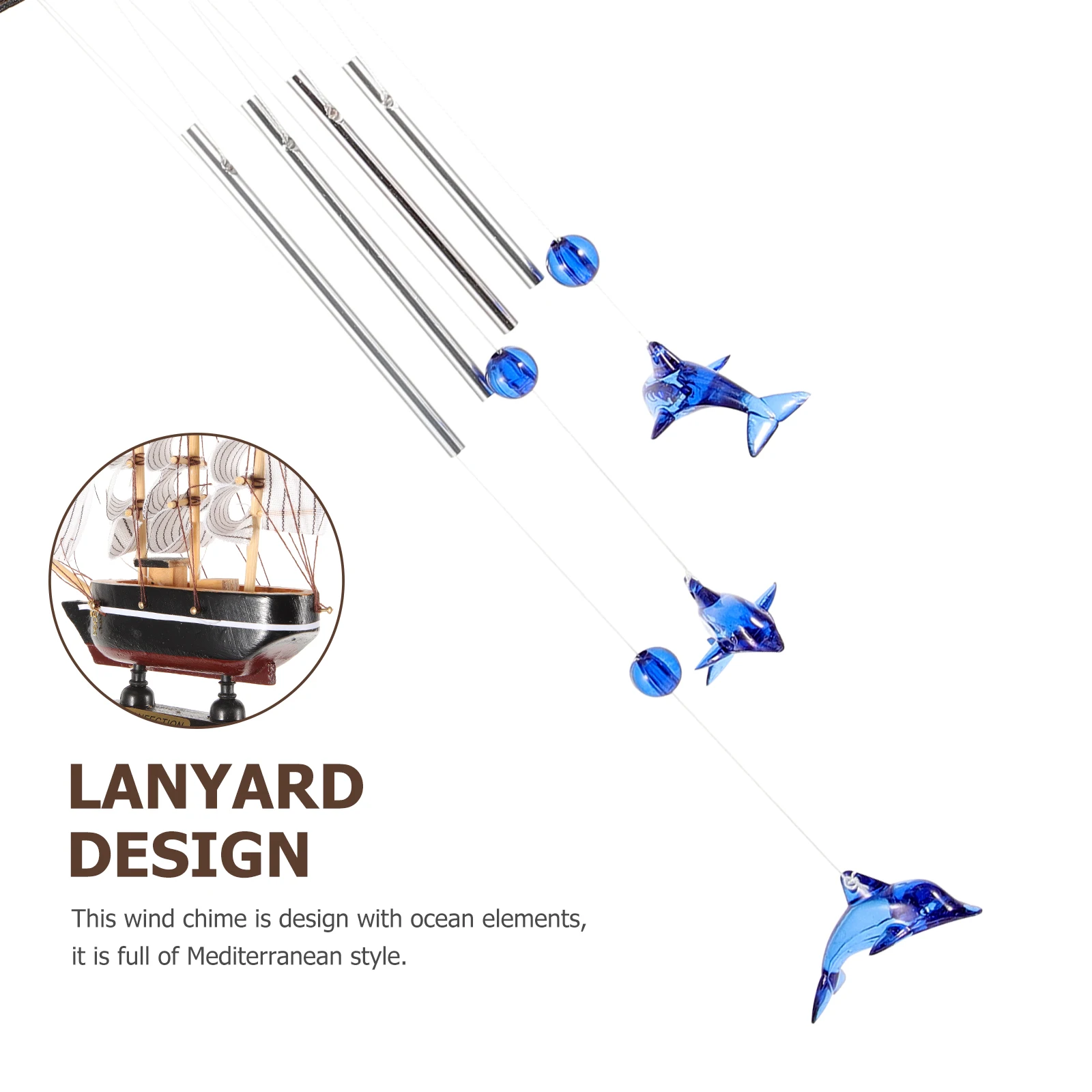 

Sailboat Wind Chime Hanging naments Mediterranean Style Creative Balcony Decor Birthday Gifts Home Wind Bell Outdoor Indoor