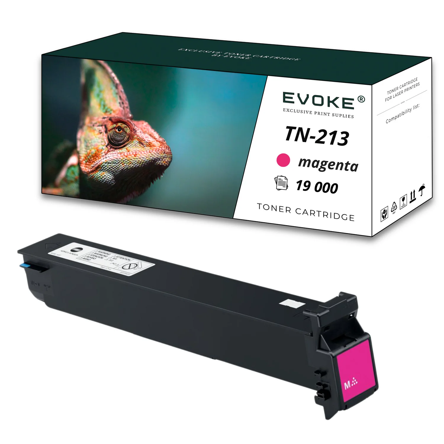Evoke Compatibele Toner voor Konica Minolta Tn-213M Tn213M Tn-213 Tn213 A0D7352 Magenta 19000 Pagina's C203 C253 C353