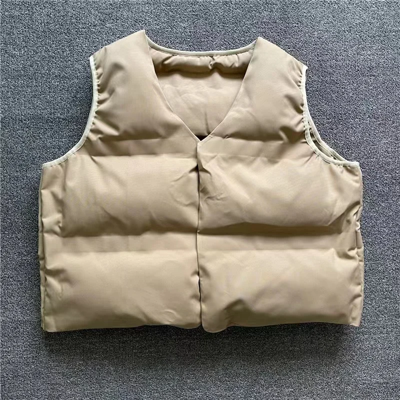 

Fall Winter Men Kanye West Thickened Reversible Wearable Jacket Vest High Street Loose High Quality Cotton Sleeveless Vests