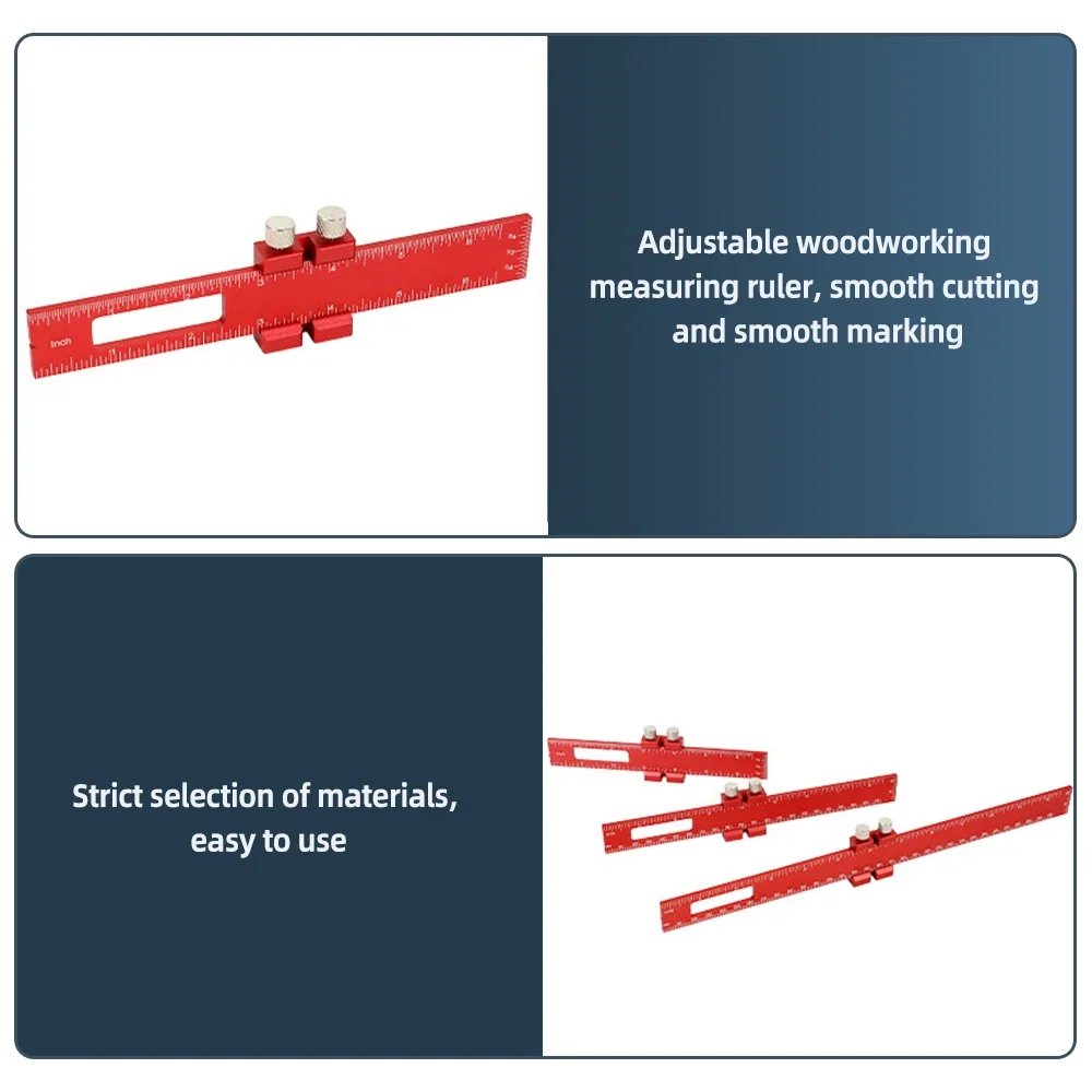 Reglas de trazado de posicionamiento de carpintería, herramienta de aluminio multifuncional, regla de trazado roja, herramientas de carpintería