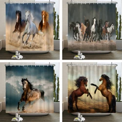 Running Horse Animal Shower Curtains Bathroom Curtain With Hooks Waterproof 3d Bath 180*180 Creative Personality Shower Curtain