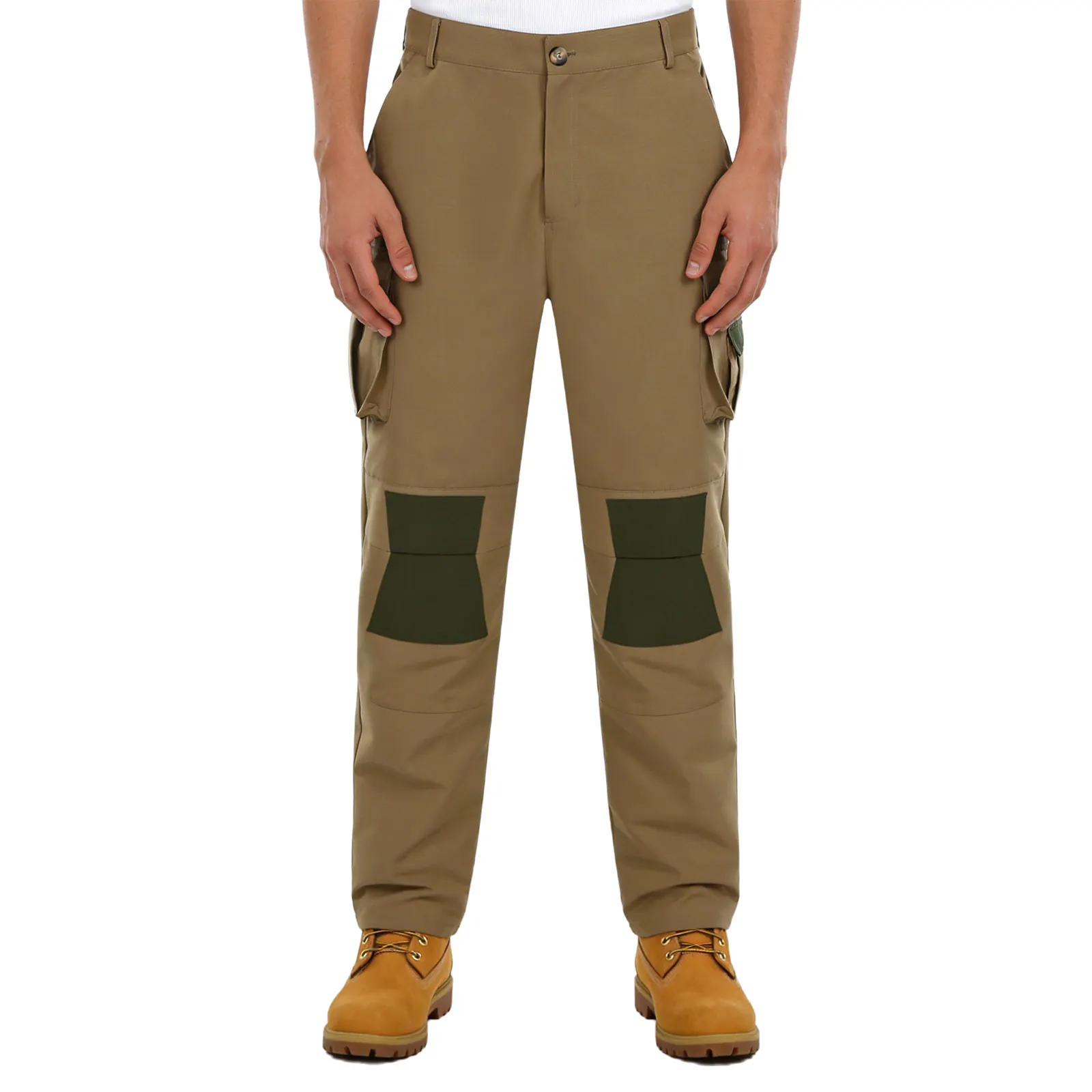 

Взрослые мужские рабочие брюки-карго, прочные тактические повседневные брюки с несколькими карманами и цветными блоками, уличные походные рабочие строительные брюки