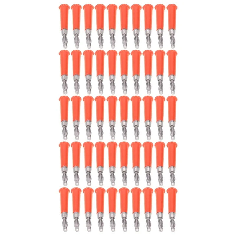 50Pcs Lantern Banana Plug ABS Zinc Alloy Welded Speaker Bananas Connector For 4mm SocketRed