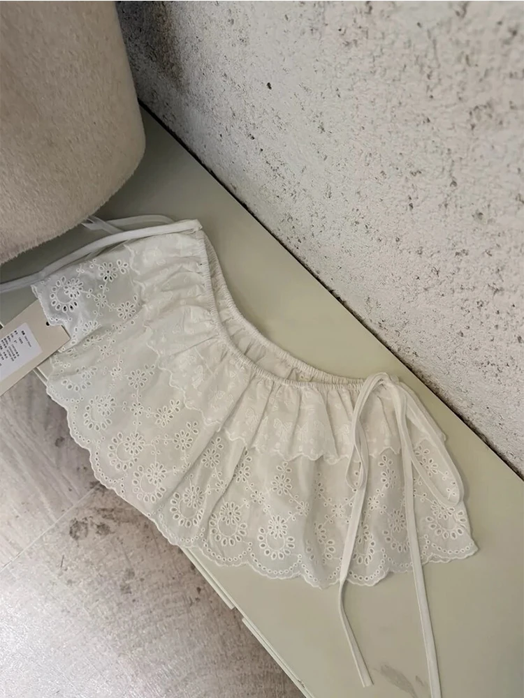 

Новая женская осенне-зимняя юбка-фартук с оборками и кружевом, с запахом и асимметричным подолом, белая, в корейском стиле