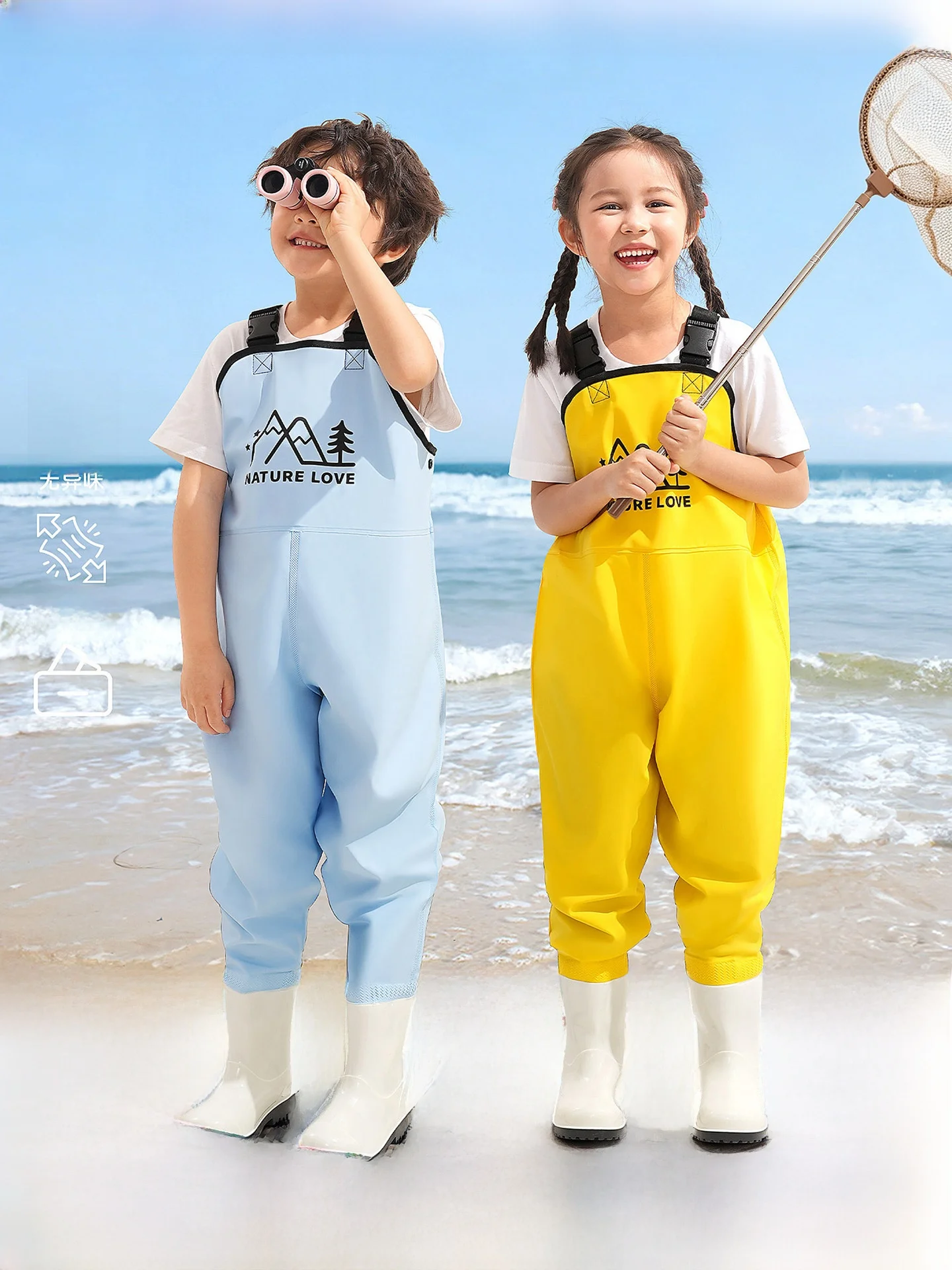 子供用防水オーバーオール-ウォーターパンツ-ビーチ釣り用具-砂よけオーバーオール-キッズ釣り服-pvc素材-男女兼用