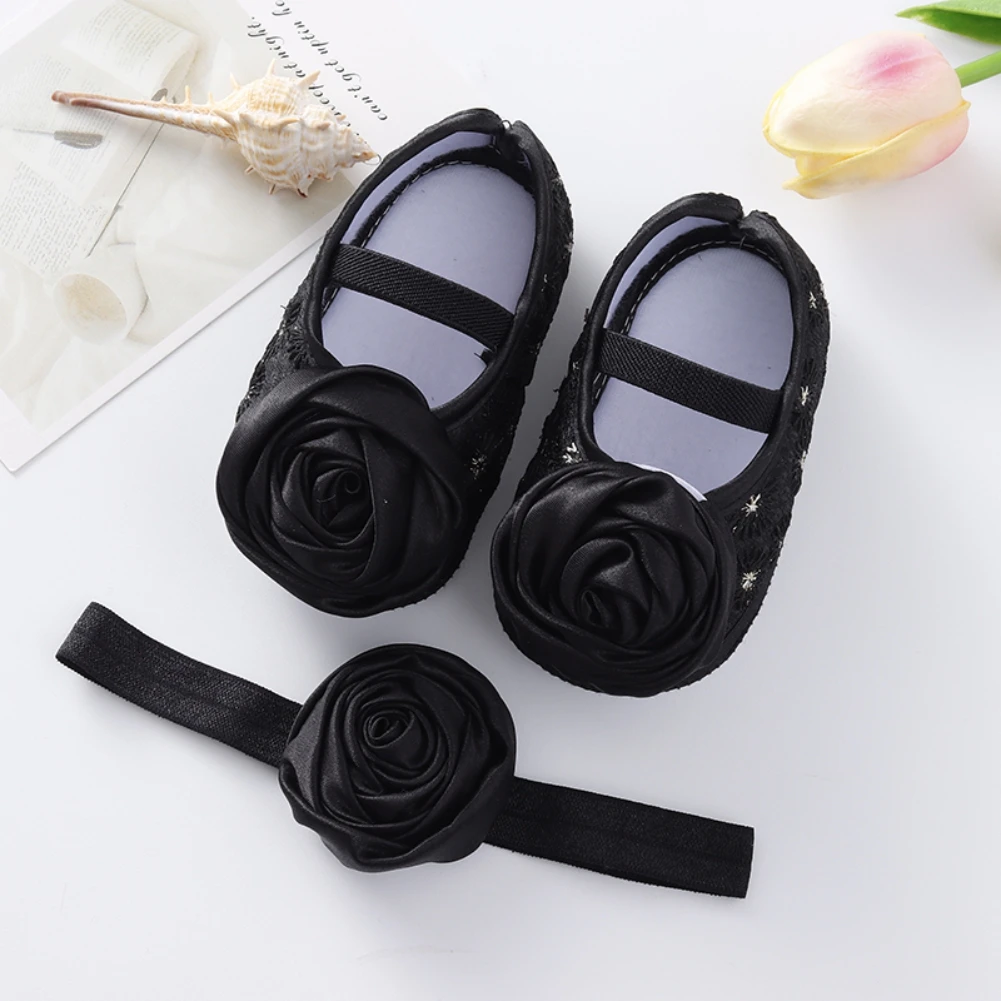 Jlong Flower-Adorned First Walker Shoes for Baby Girls Soft Comfortable and Perfect for Newborns and Toddlers