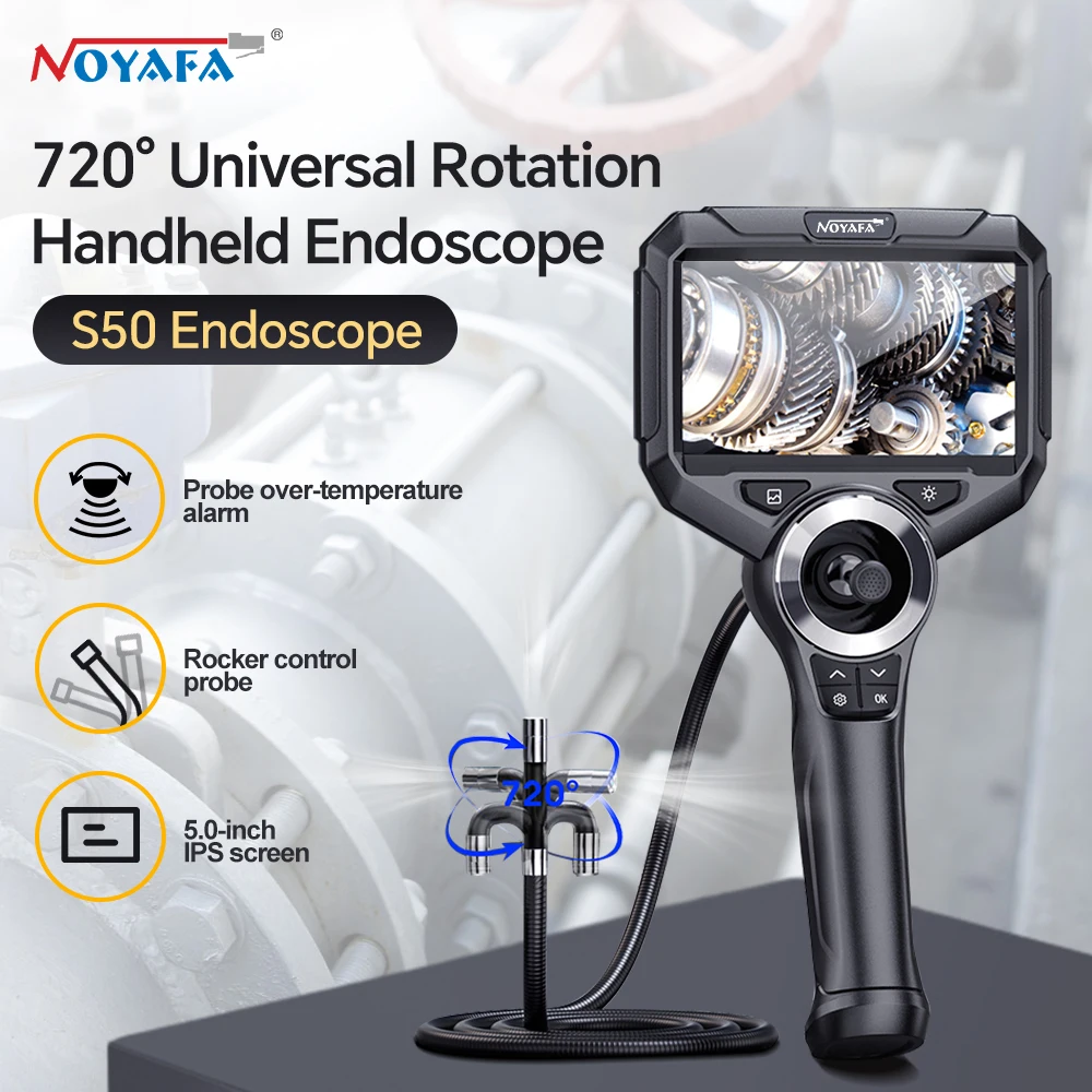 

Noyafa 360 Degrees Steering Industrial Endoscope 6mm Veicular Borescope 5 Inch 1080P Screen Endoscope for Car Pipe Inspection