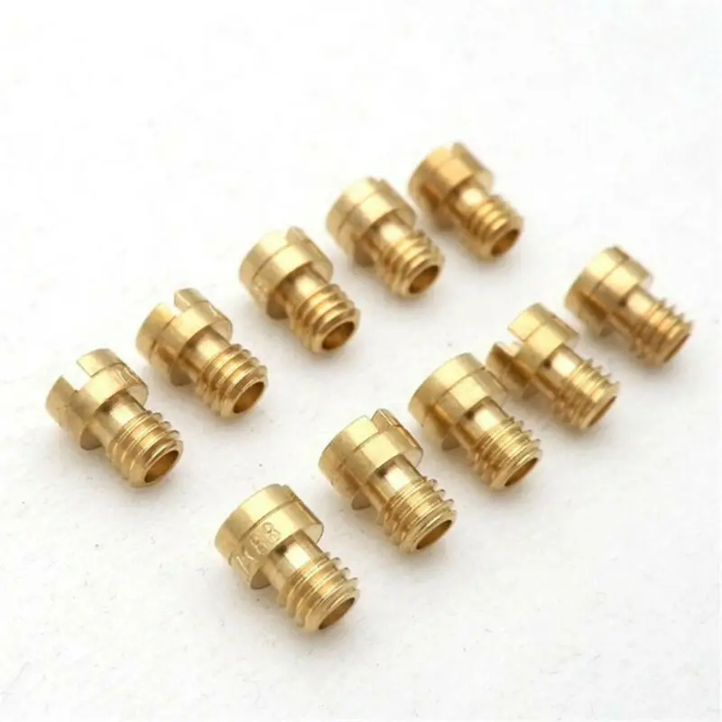 10Pcs Round Head Main Jet 7mm Thread for GY6 PZ19 139QMB for 50cc Scooter Carburetor Fitment Set with 10 Sizes 70-92 Included