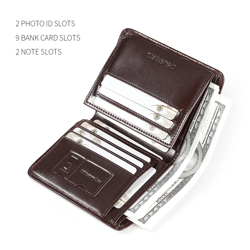 【Genuine Cow Leather】CHANPINCL Brand Men Wallet Luxury Short Tri-Fold First Layer Cowhide Classic Purse Male Business Fashion