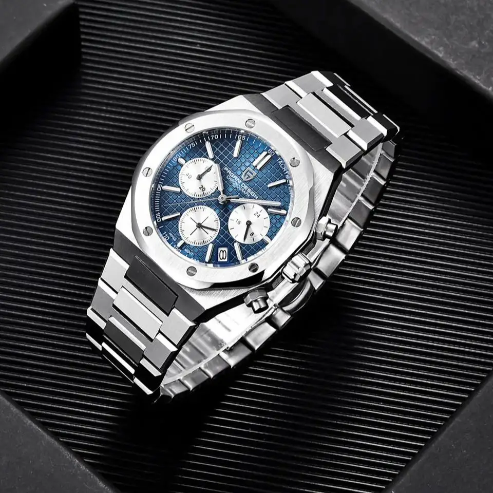 Pagani Design 2024 ใหม่VK63 แฟชั่นผู้ชายควอตซ์Chronograph Luxury Sapphireสแตนเลสกันน้ํากีฬา 20Bar Luminous