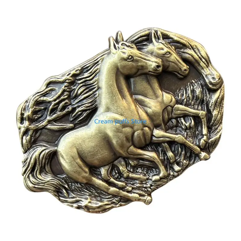 50LE Punk Metal Belt Buckle Retro Horse Belt Buckles Birthday Gifts for Unisex Horse Belt Buckle Replacement Belt Buckle
