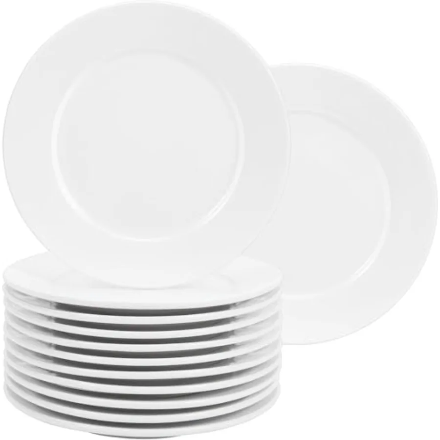 

12 Pcs Porcelain Plates 10 inch White Dessert and Appetizer Plates Microwave and Dishwasher Safe Ceramic Set