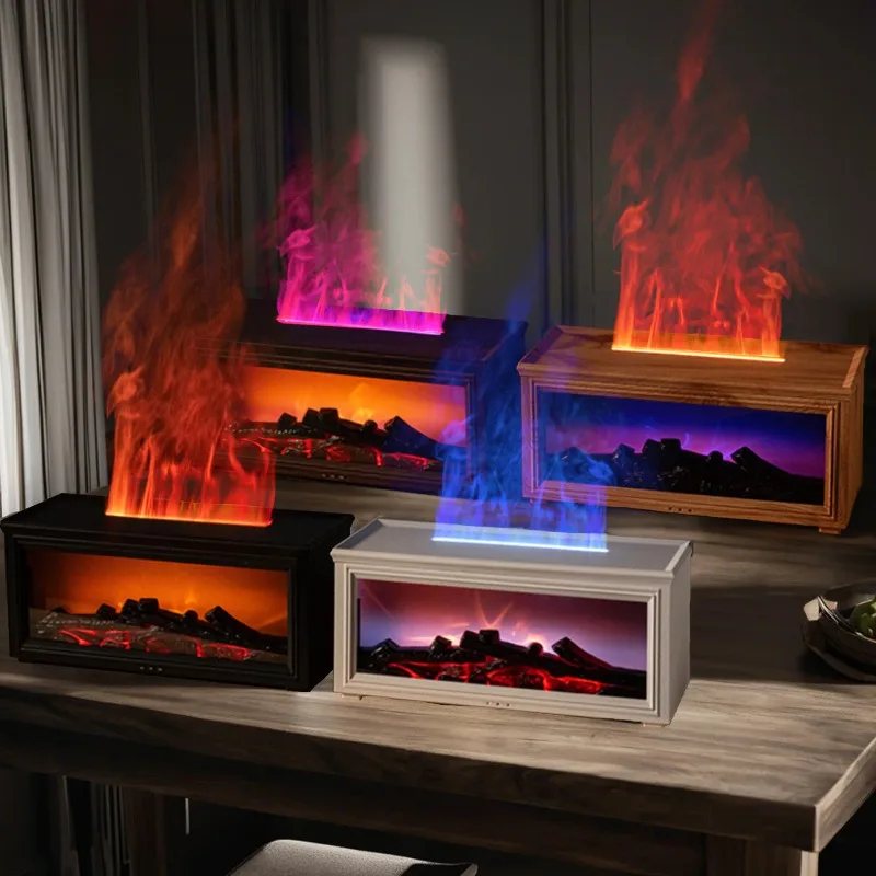 

7-цветный каминный диффузор с эфирным маслом, мини-пламя, увлажнитель для камина, ароматерапевтический масляный диффузор