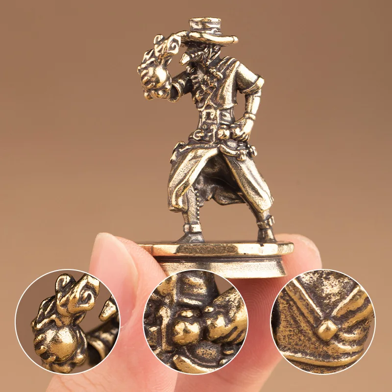 Solid Brass Dance Cowboy Figurines Miniatures Vintage Metal Characters Model Statue Desktop Toy Ornament Decorations Collections