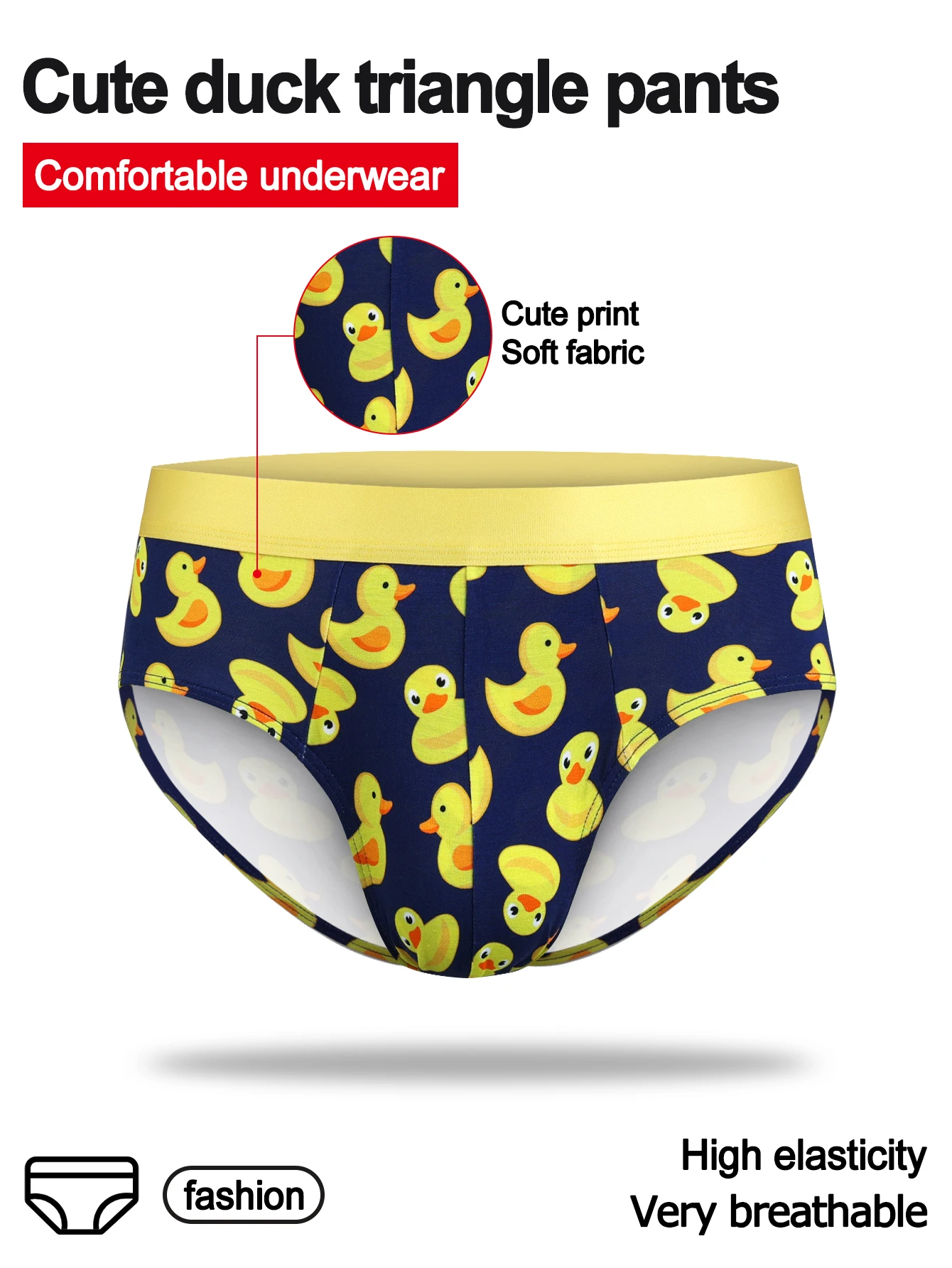 1pcs Original Cartoon Duck Digital Printed Stretch Comfort Plus-size Men's Underwear for Teenagers and Adult Males