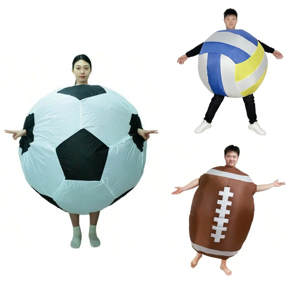 Aufblasbarer Anzug im Fußball-Stil für Erwachsene, Volleyball- und Rugby-Themenparty, lustiges Performance-Kostüm, Requisiten für Sportveranstaltungen
